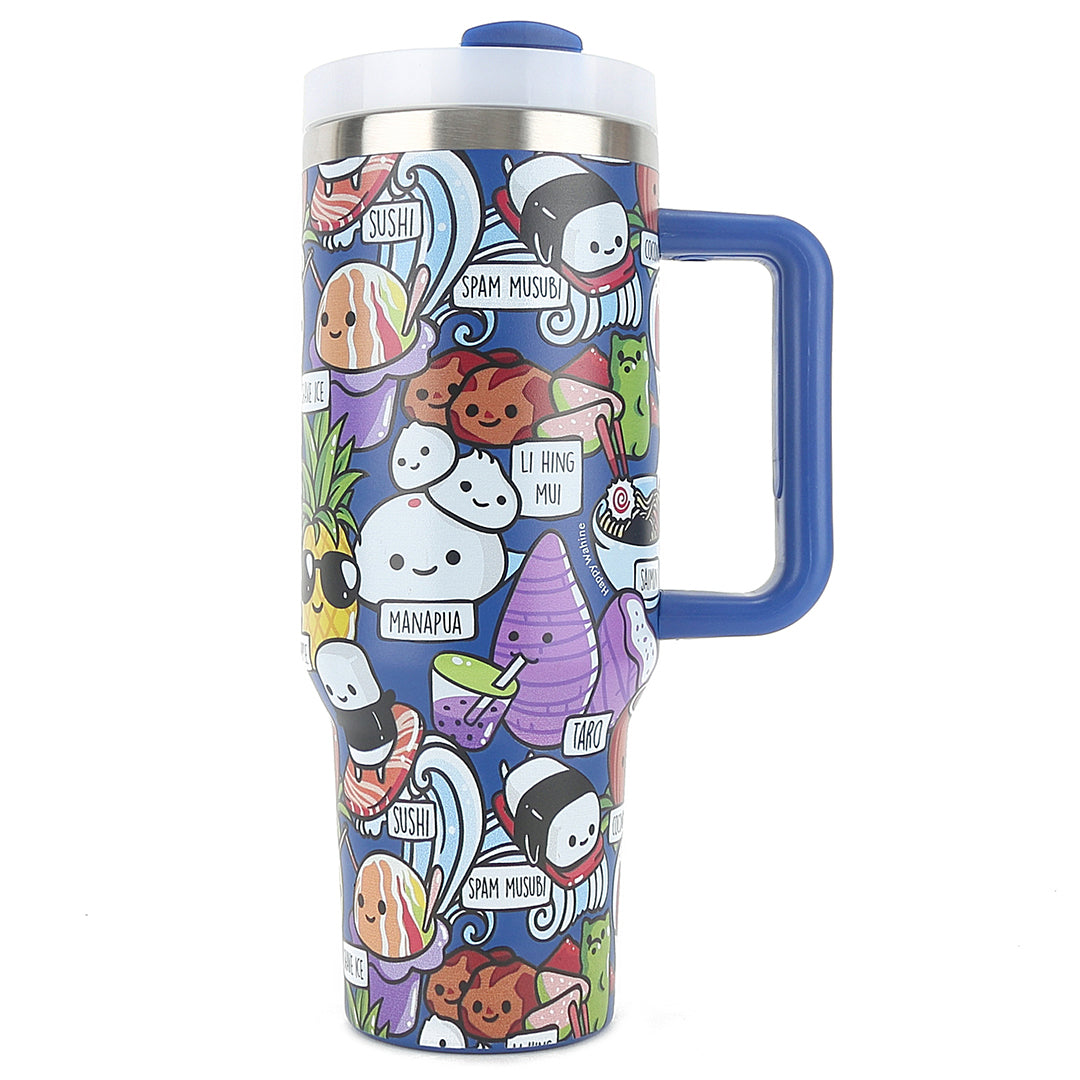 40oz Insulated Stainless Steel Tumbler with Lid & Straw - Leakproof Vacuum Cup for Hot & Cold Drinks - Craving Hawaii Blue - Perfect for Travel, Gym, Office & Outdoor Activities