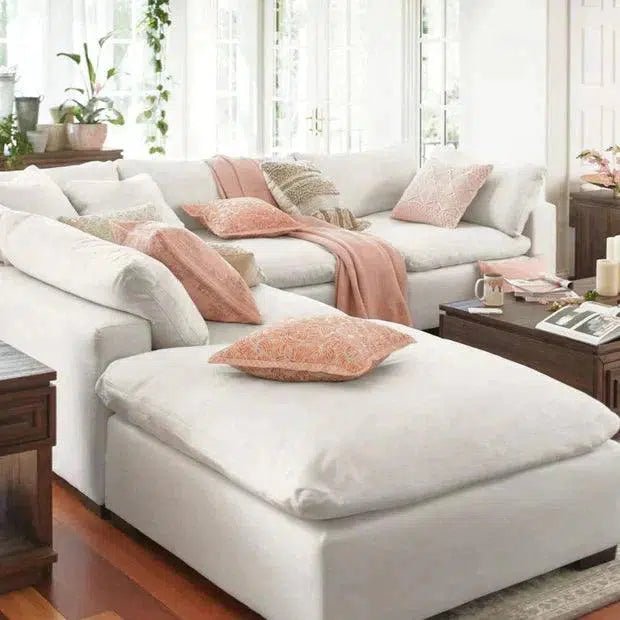3-Piece Stain-Resistant Terra White Nook Modular Sectional Sofa Set - Perfect for Small Living Rooms, Apartments & Cozy Spaces