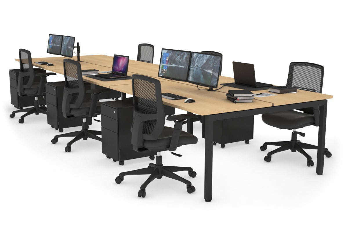 Quadro Square Legs 6-Person Office Workstation Desk [1600L x 700W] - Perfect for Team Collaboration & Open Office Spaces