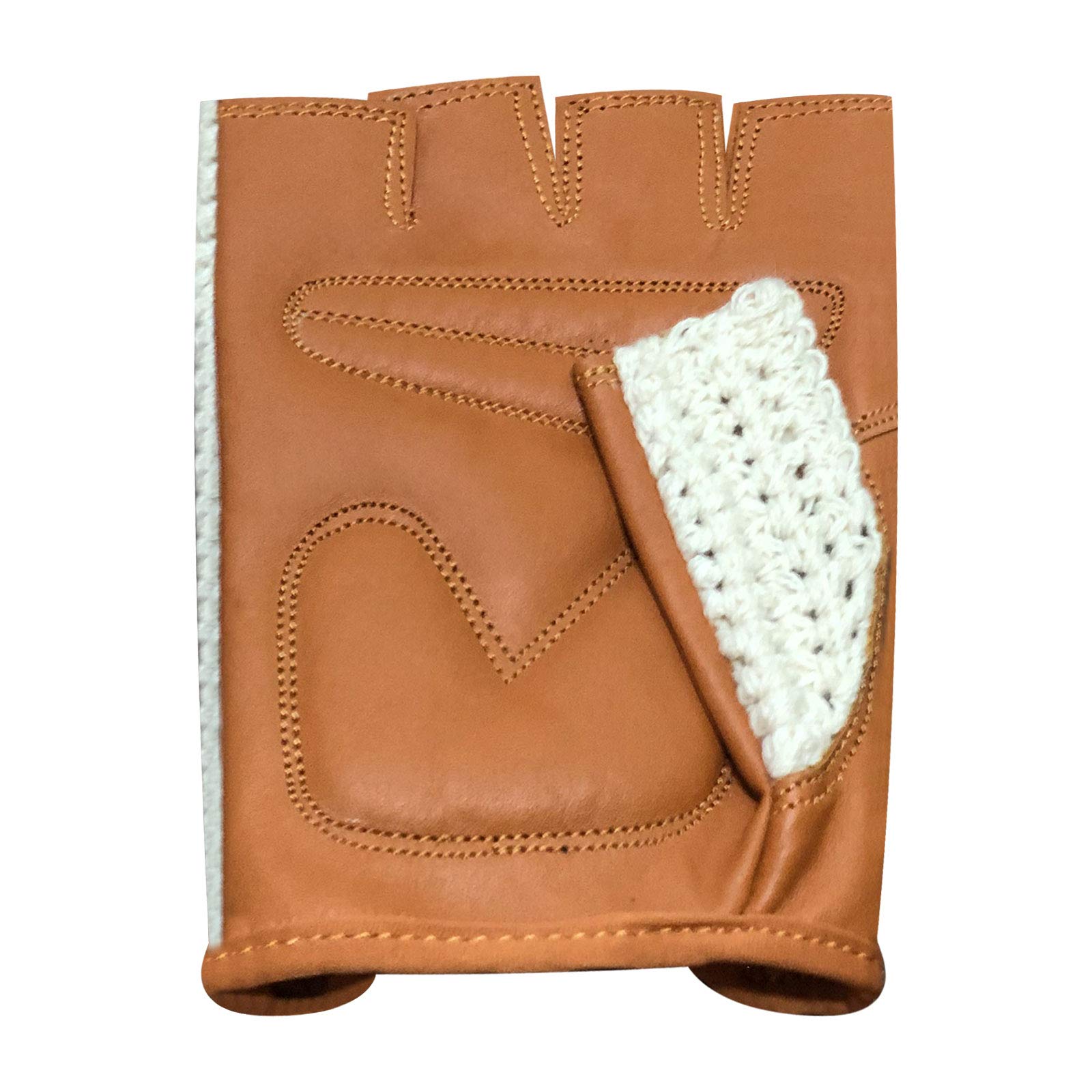 Breathable Fingerless Padded Cycling Gloves for Biking, Fitness & Gym Workouts - Tan with White Mesh, Medium Size | Ideal for Cycling, Weightlifting & Cross Training