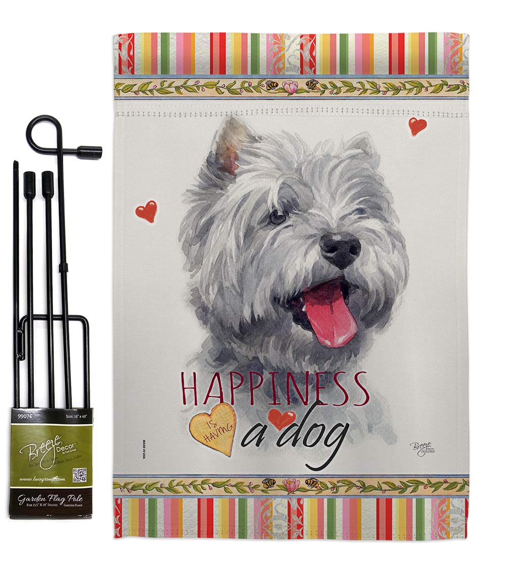 Westie Dog Garden Flag Set with Stand - Pet Decor for Yard & Home