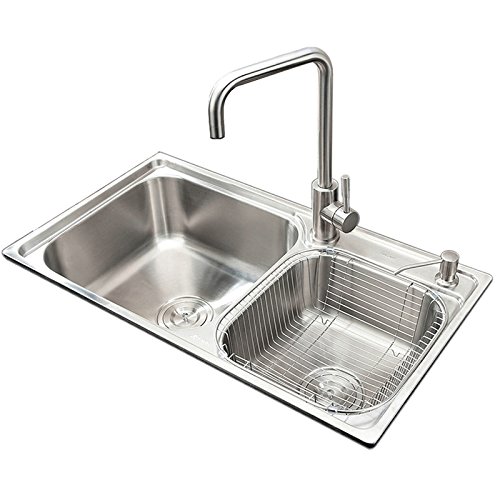 Homelava 30-inch 304 Stainless Steel Double Bowl Undermount Kitchen Sink with Drain, Soap Dispenser & Basket - Perfect for Modern Kitchens, Remodeling & Heavy-Duty Cooking