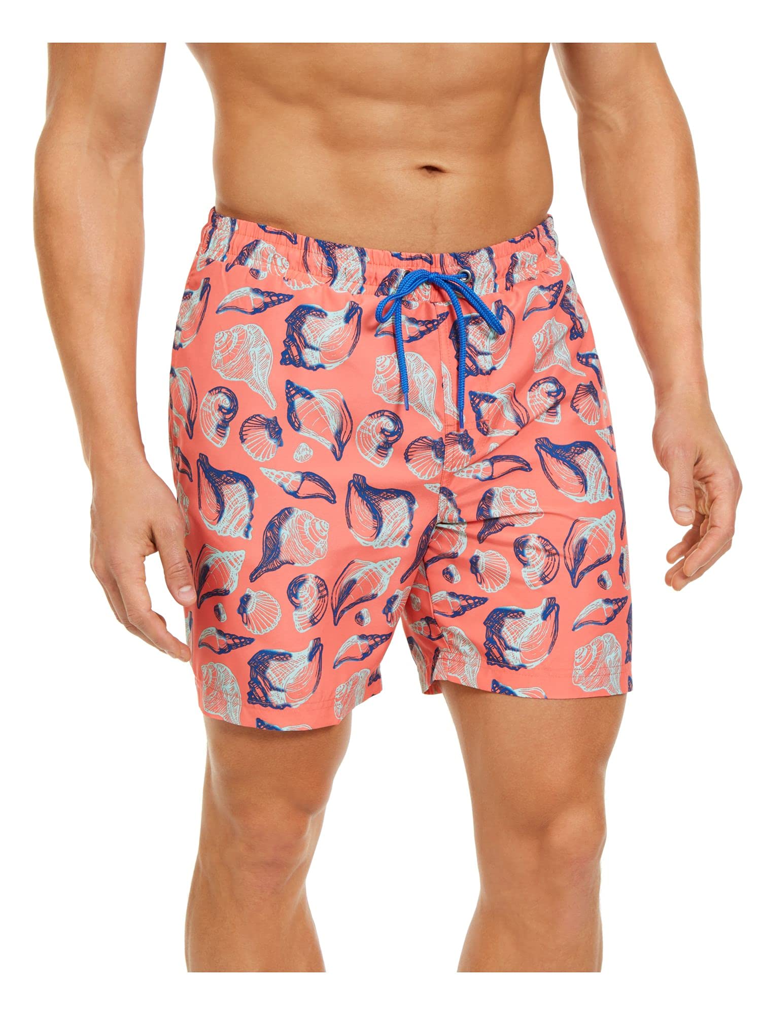 Clubroom Men's Coral Drawstring Graphic Classic Fit Shorts - XXL Size, Comfortable Casual Wear for Summer, Beach, Gym & Outdoor Activities