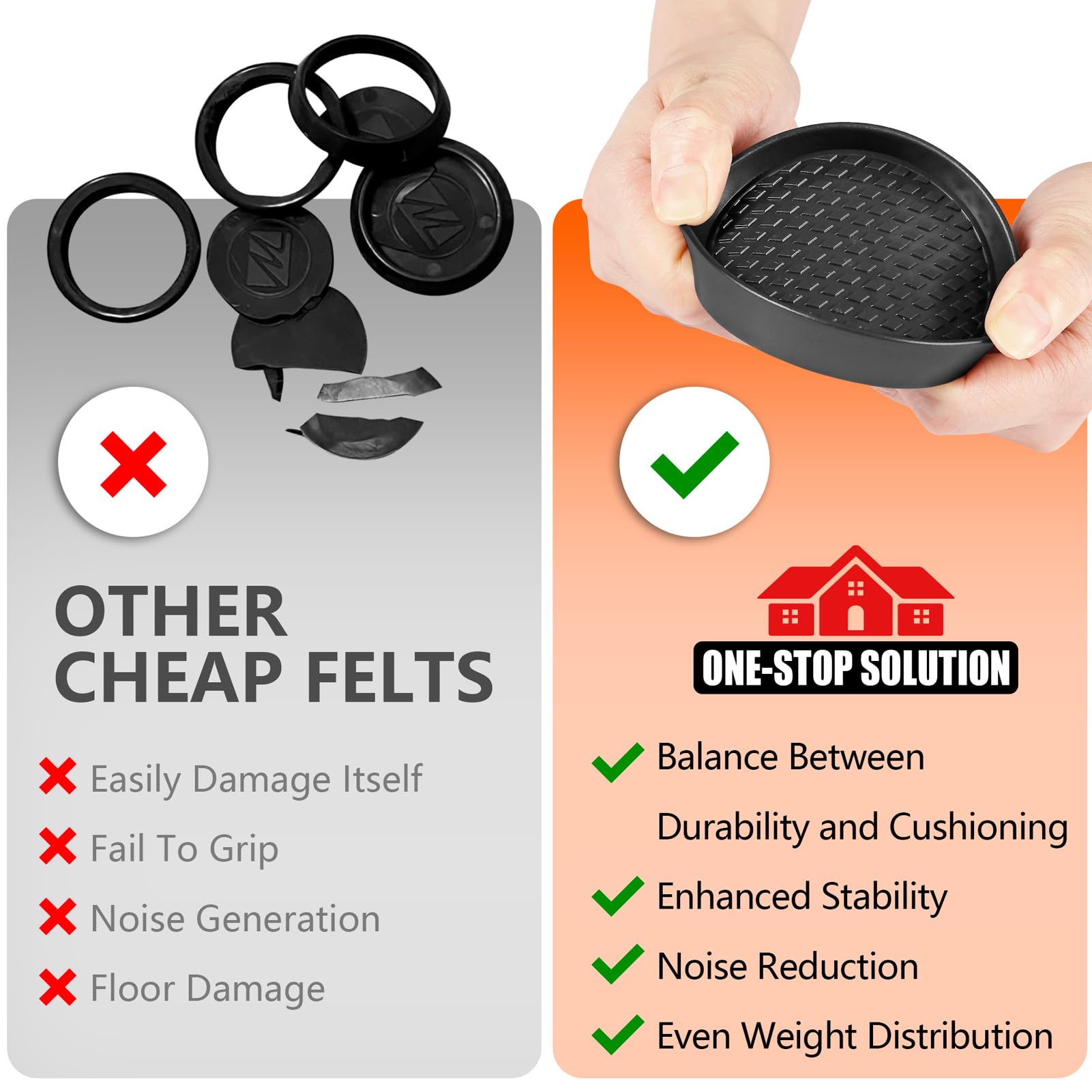 Non-Slip Furniture Coasters - Premium Rubber Pads for Hardwood Floors Protection | 4-Pack 3