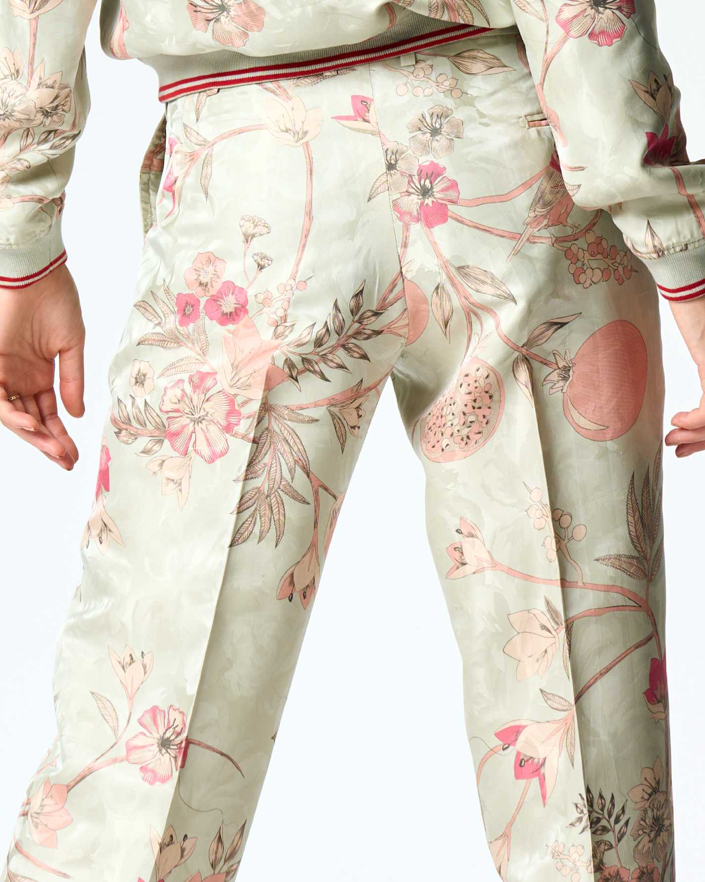 Straight Fit Silk Damask Trousers in Ice Blue - Elegant Formal Pants for Office Wear & Evening Events
