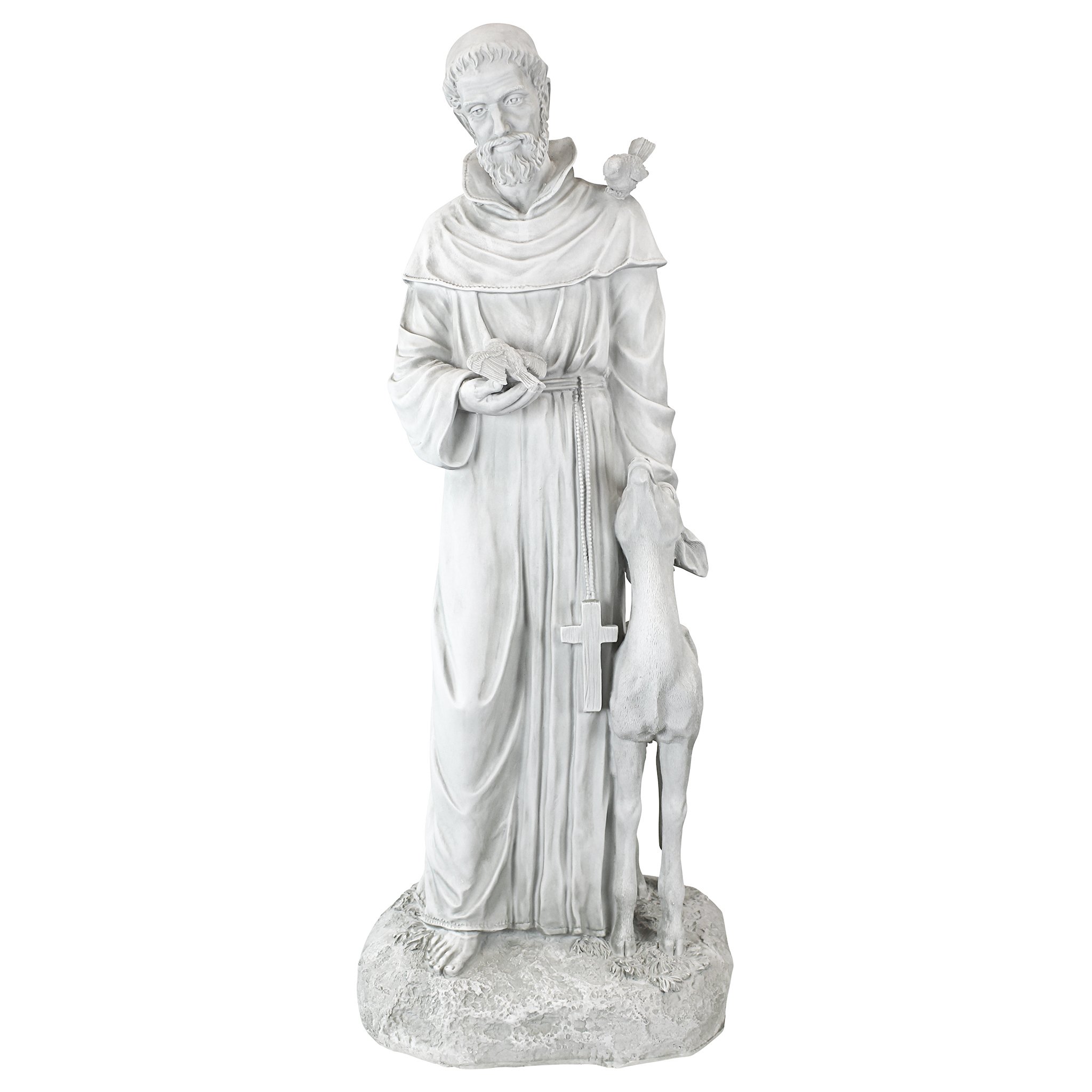 Design Toscano St. Francis of Assisi Garden Statue - 37 Inch Tall Patron Saint of Animals Outdoor Religious Decor, Cast Stone Resin with Antique Finish - Perfect for Garden, Patio, Church or Yard Decoration