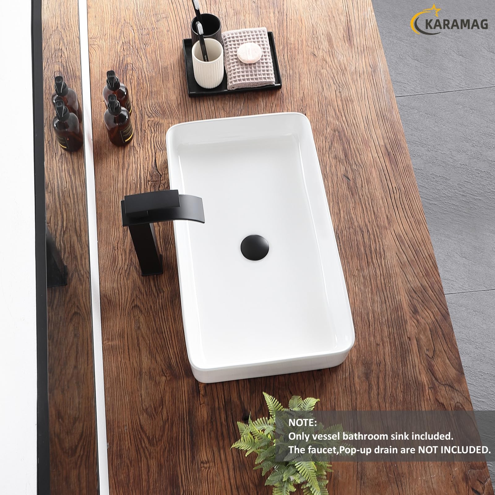 White Ceramic Vessel Sink 24x14 Inch - Rectangular Above Counter Bathroom Sink Bowl for Vanity, Powder Room & Modern Bath Decor - Durable Porcelain Small Sink for Contemporary Homes & Luxury Hotels
