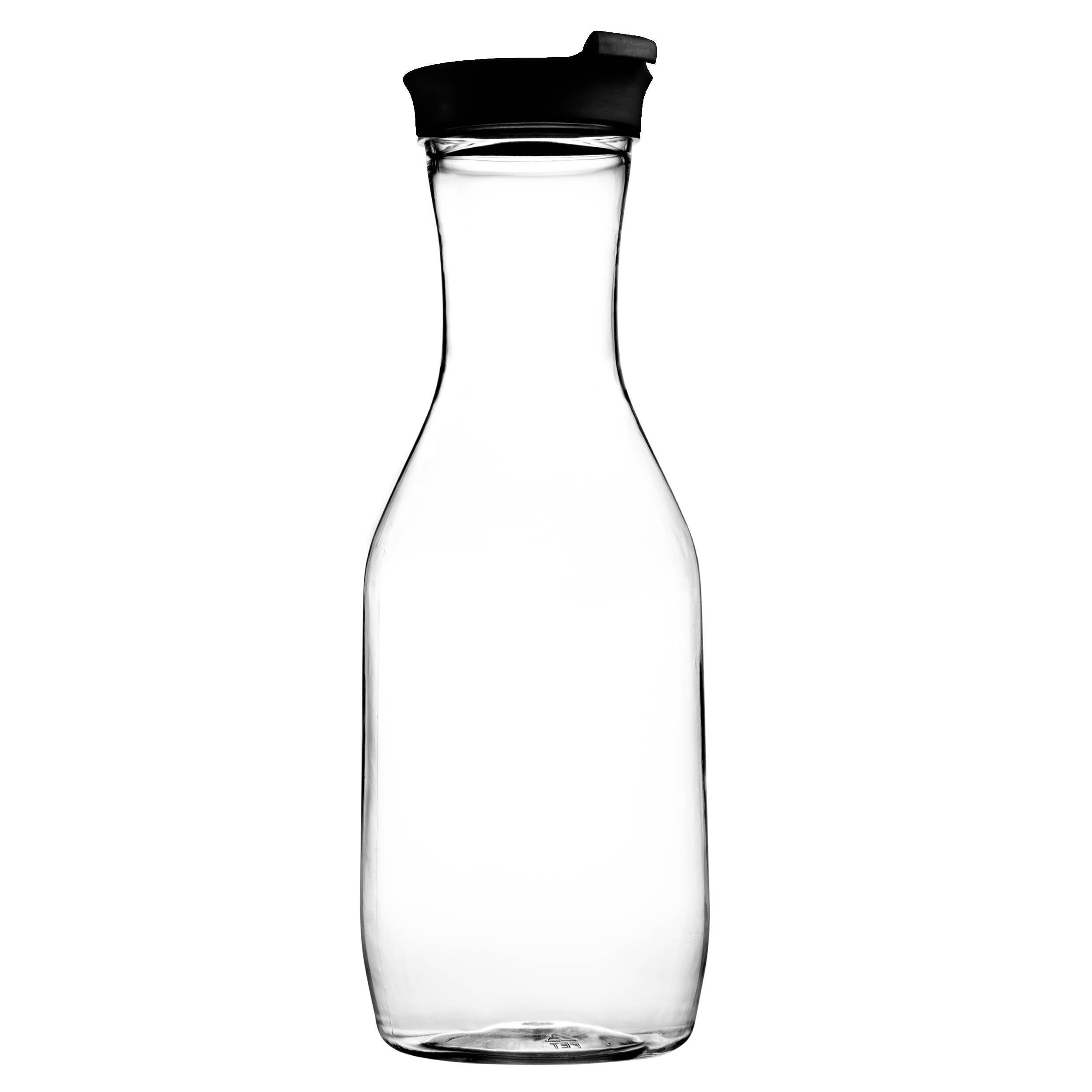 Clear Round Bottom Plastic Pitcher with Black Lid - 1 Gallon BPA-Free Water Jug for Iced Tea, Lemonade & Cold Beverages - Perfect for Parties, Picnics & Outdoor Events