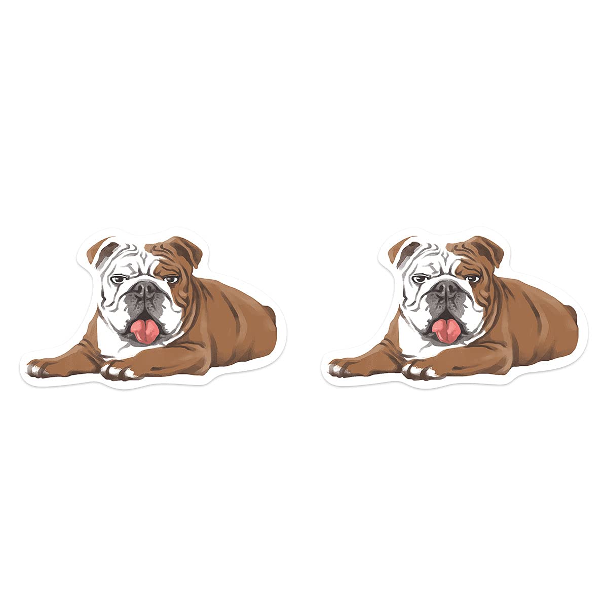Set of 2 Lying English Bulldog Vinyl Decal Stickers - 5x5 Inch Removable Wall Art for iPad, MacBook, Laptop, Car, Window - Perfect for Home, Office & School Decor