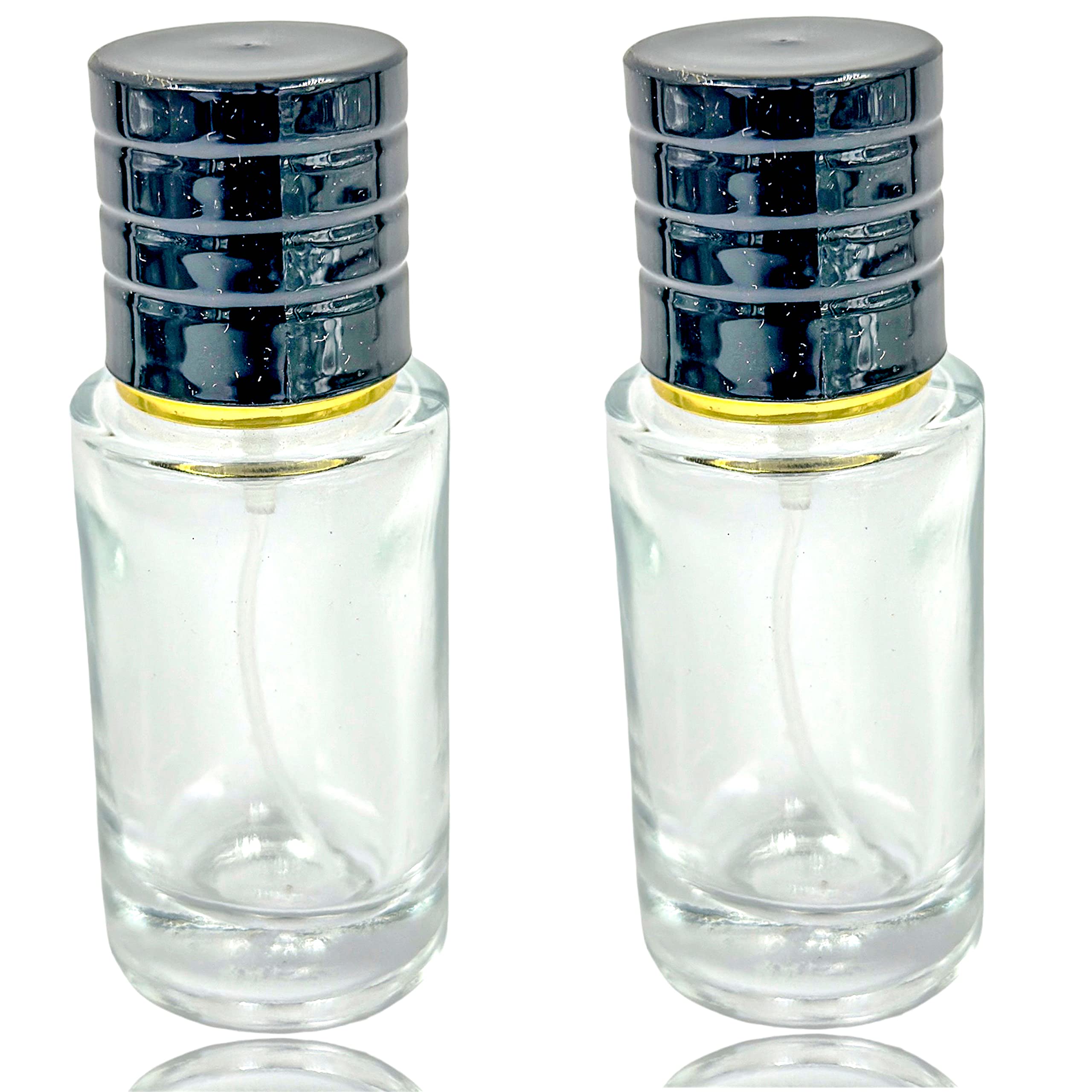 20ml Empty Clear Glass Perfume Bottles with Metal Pump & Black Cap - Refillable Travel Spray for DIY Perfume, Essential Oils, Rose Water - Perfect for Home Fragrance, Gifts & On-the-Go Use