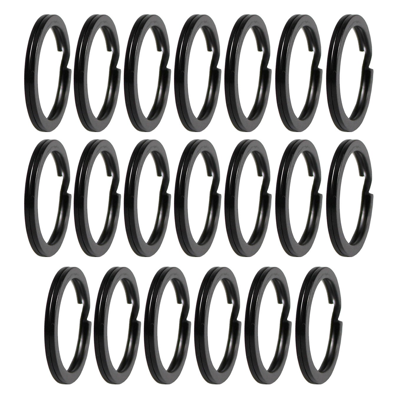 UOOOM 20-Pack Black Metal Key Rings - 25mm Flat Split Ring Keychain Holders for Keys, Lanyards & DIY Crafts | Durable Key Organizer for Home, Office, Travel & Gift Giving