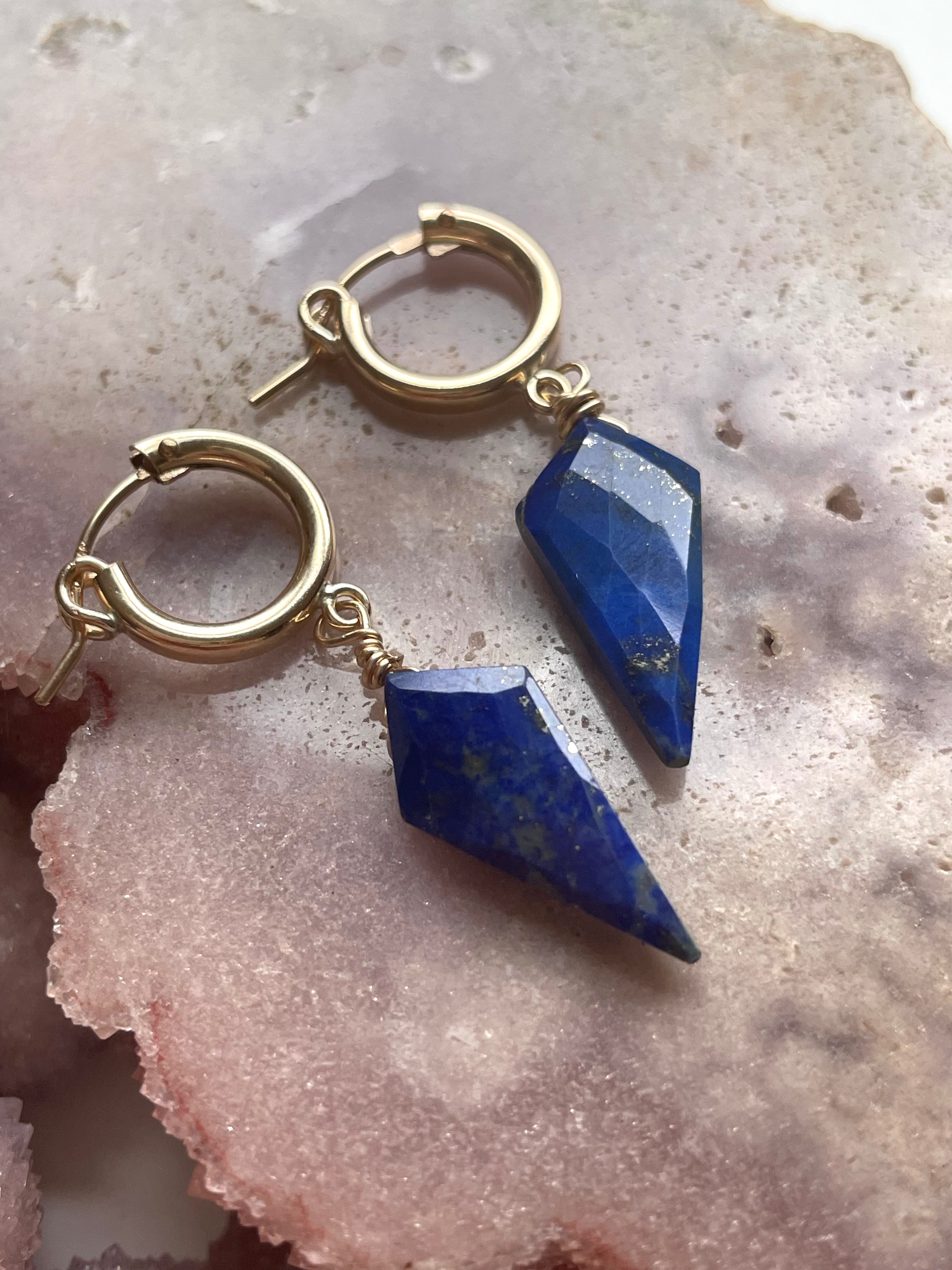 Lapis Lazuli Dangle Hoop Earrings for Women - 925 Sterling Silver Bohemian Jewelry | Perfect for Parties, Weddings & Everyday Wear