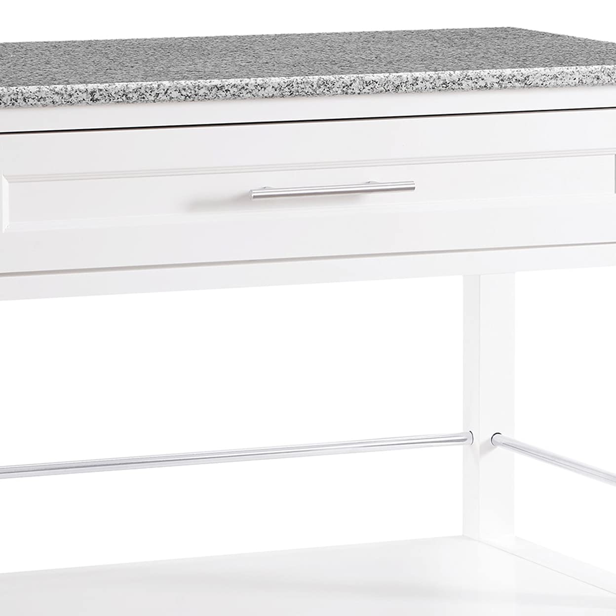Linon Cameron White Wooden Rolling Kitchen Cart with Granite Top - Ample Storage Space for Small Kitchens, Dining Rooms & Pantry Organization