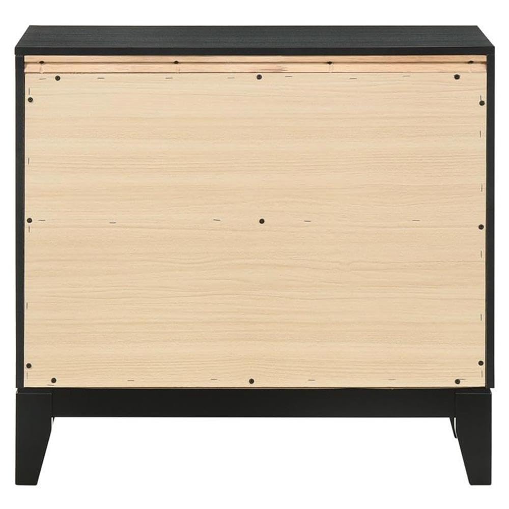 Acme Haiden Wooden 2-Drawer Nightstand with Silver Trim in Weathered Black - Modern Bedside Table for Bedroom, Living Room & Guest Room