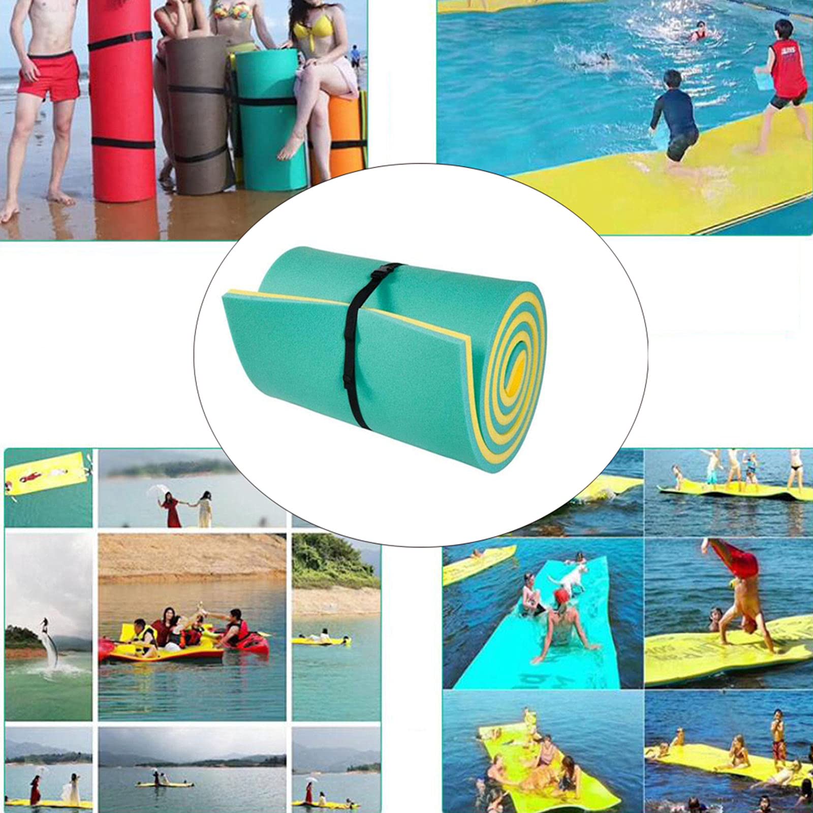 Best Floating Water Mat for Kids - 110x40x2.2cm Comfortable Smooth Pool Float Pad, Durable Swimming Foam Mattress for Lake, Pool & Ocean - Green - Perfect for Summer Fun, Beach Parties & Family Water Activities