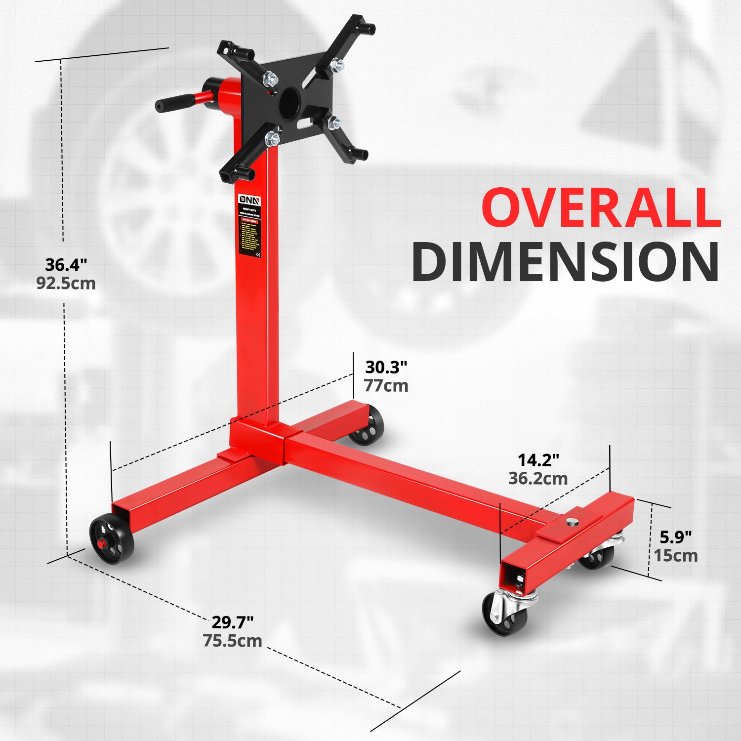 1000lb Foldable Engine Hoist Stand with 360 Degree Swivel Head - Heavy Duty Portable Car Lift for Automotive Repair, Engine Removal & Garage Use