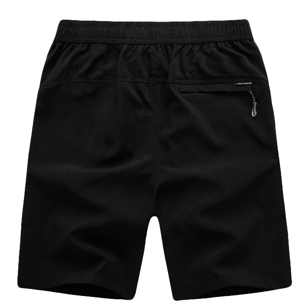Big and Tall Quick Dry Men's Shorts with Pockets - Black (Large) | Comfortable Athletic & Casual Wear for Outdoor Activities, Gym, and Summer Travel