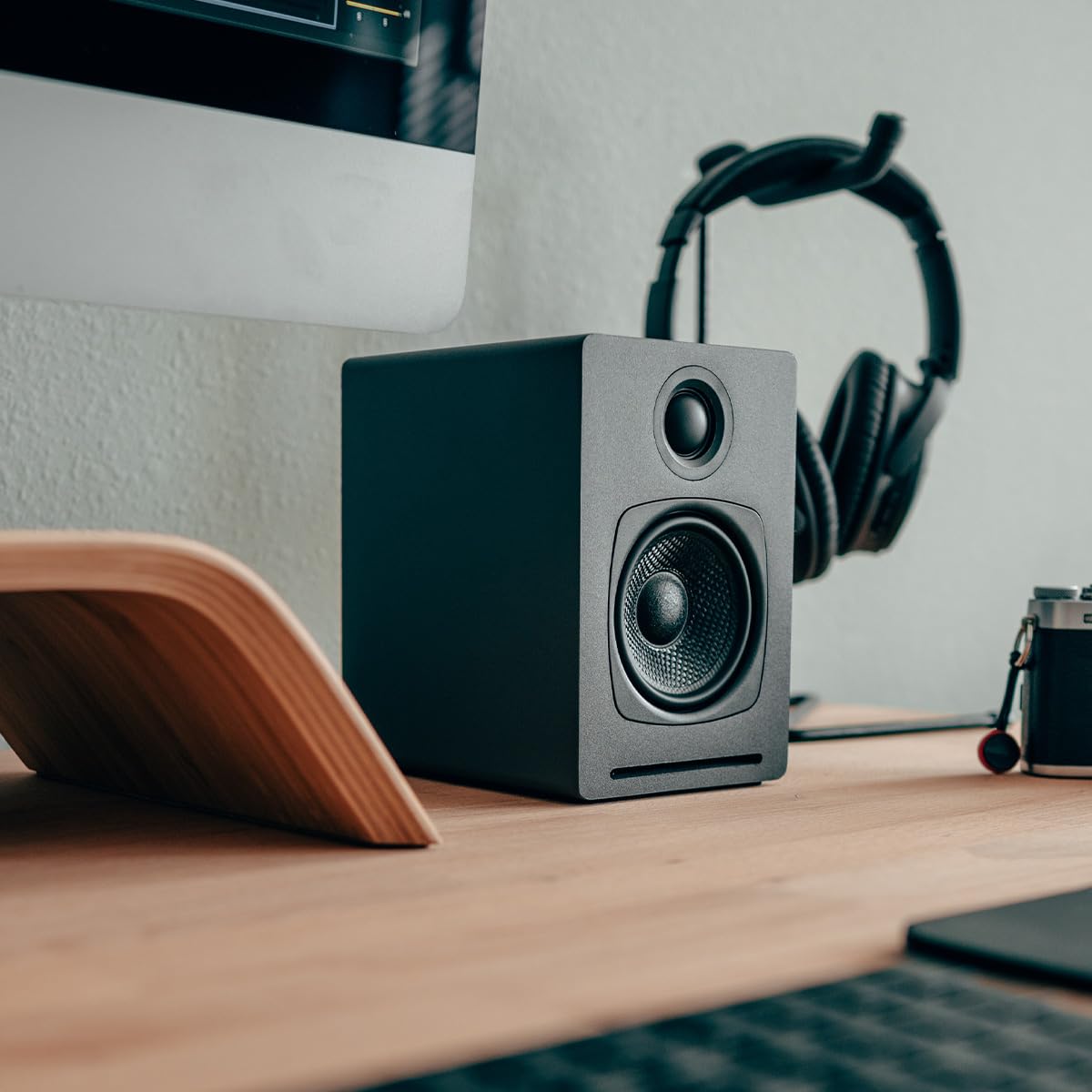 Audioengine A1 Bluetooth Computer Speakers - Wireless Desktop & Laptop PC Speakers with Subwoofer Output, Hi-Fi Sound for Music, Gaming & Home Theater (Pair, Grey) | Perfect for Office, Studio & Entertainment Setup