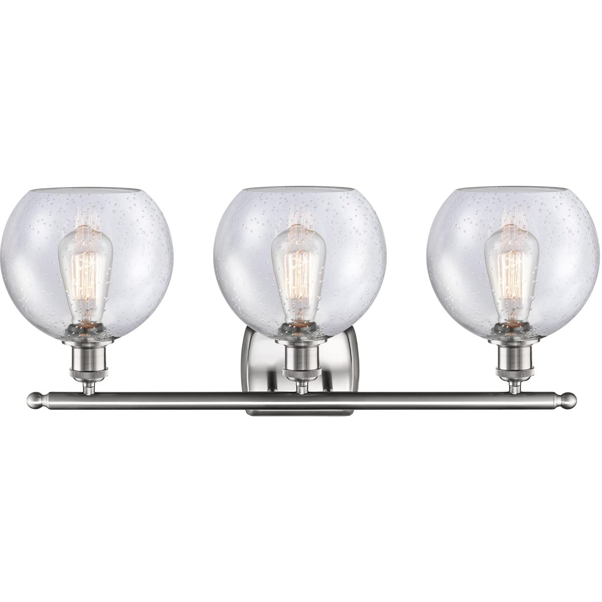 Athens 3-Light Bathroom Vanity Light in Brushed Satin Nickel - Ballston Collection LED Fixture for Modern Bathroom & Powder Room Lighting