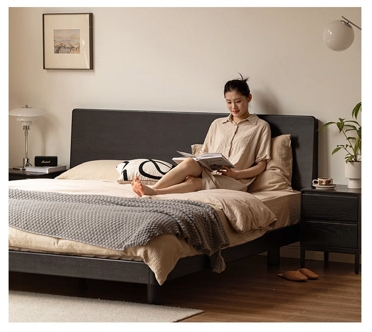 Solid Oak Wood Luminous Floating Bed Frame - Modern Platform Bed with LED Lighting for Bedroom, Guest Room or Dorm
