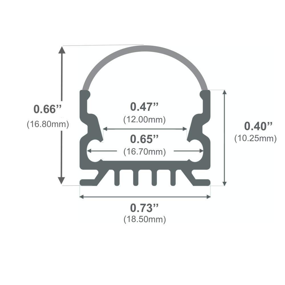 LEDPROFILES 5-Pack 8ft (2.4Meter) U-Shaped LED Aluminum Channels with Frosted Arc Diffusers, End Caps & Mounting Accessories - 967 Series LED Profile Extrusion for Home, Office & Commercial Lighting Installation