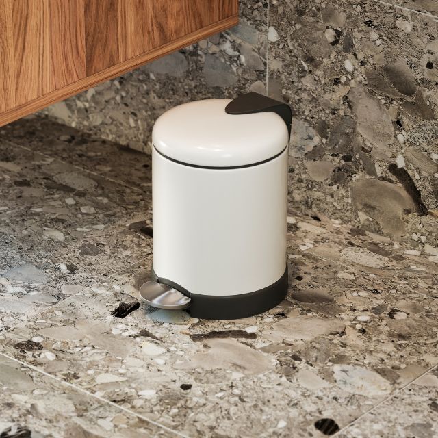 3L Round Bathroom Trash Can - Matt White Finish | Perfect for Bathrooms, Kitchens, and Office Spaces
