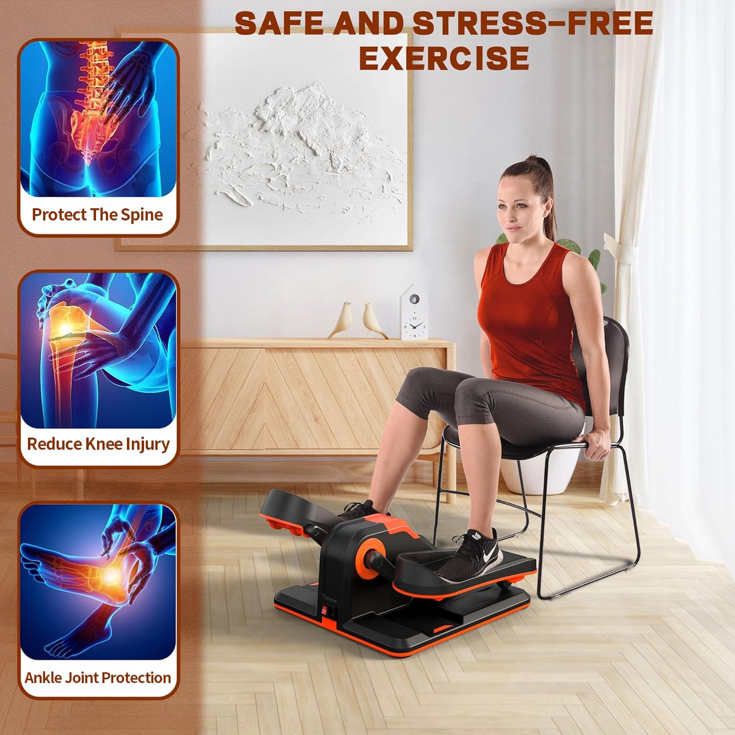Under Desk Elliptical Machine - Portable Seated Exercise Bike with Touch Screen & Remote Control - Wireless Connectivity for Home, Office, or Gym Use - Perfect for Workouts While Working or Watching TV