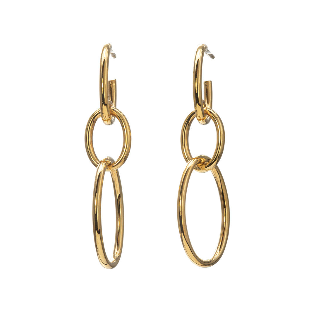 14K Yellow Gold Oval Link Drop Earrings for Women - Elegant Dangling Earrings for Party, Wedding & Everyday Wear