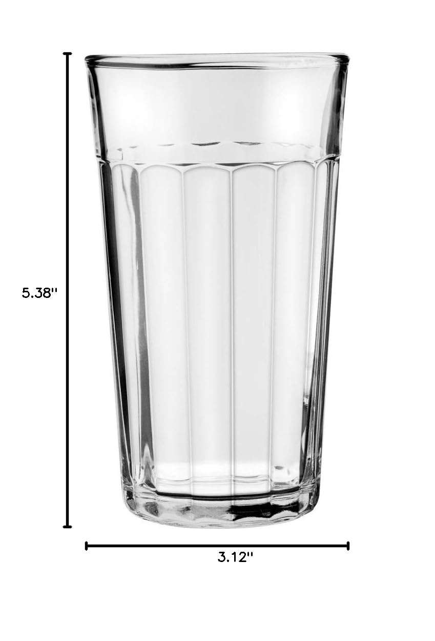 Anchor Hocking 12oz Ribbed Iced Tea Glasses - Set of 36 Durable Glass Cups for Iced Tea, Lemonade & Cold Drinks - Perfect for Restaurants, Cafes & Home Entertaining