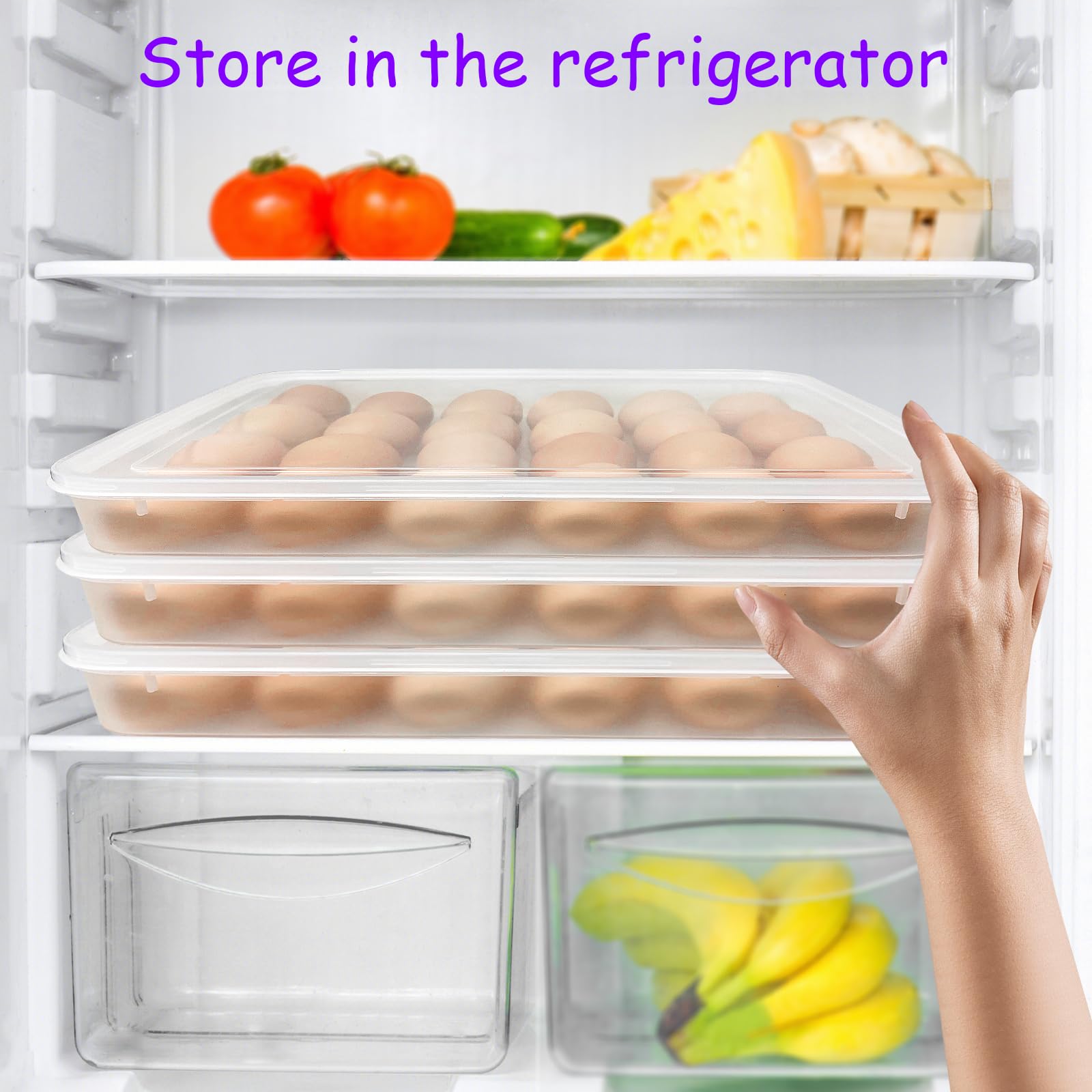 3-Pack Egg Storage Containers with Lids – Portable Deviled Egg Carrier for 72 Eggs – Refrigerator Safe Egg Trays – Perfect for Easter, Thanksgiving & Kitchen Use – Great for Parties, Picnics & Meal Prep