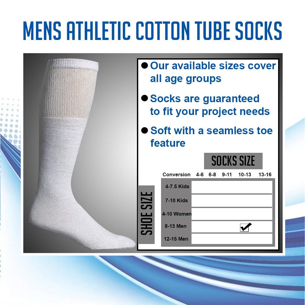 Yacht & Smith 28 Inch Men's Long Cotton Tube Socks - Bulk Wholesale (Size 10-13) - Perfect for Running, Basketball & Casual Wear