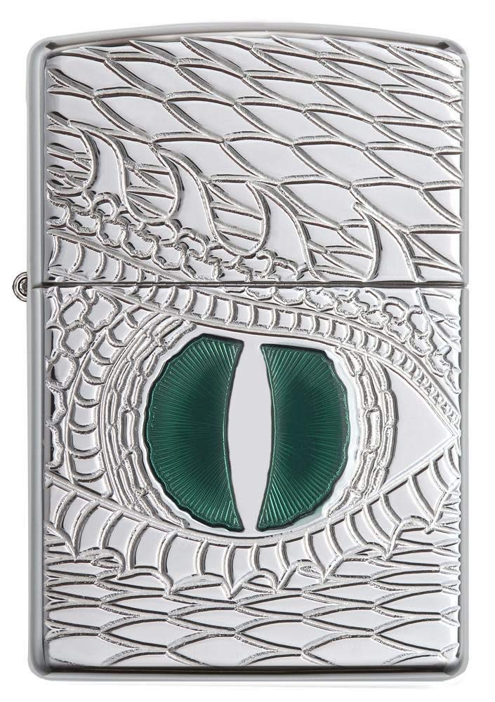 Zippo Armor Dragon's Eye High Polish Chrome Windproof Pocket Lighter - Perfect for Camping, Hiking & Outdoor Adventures