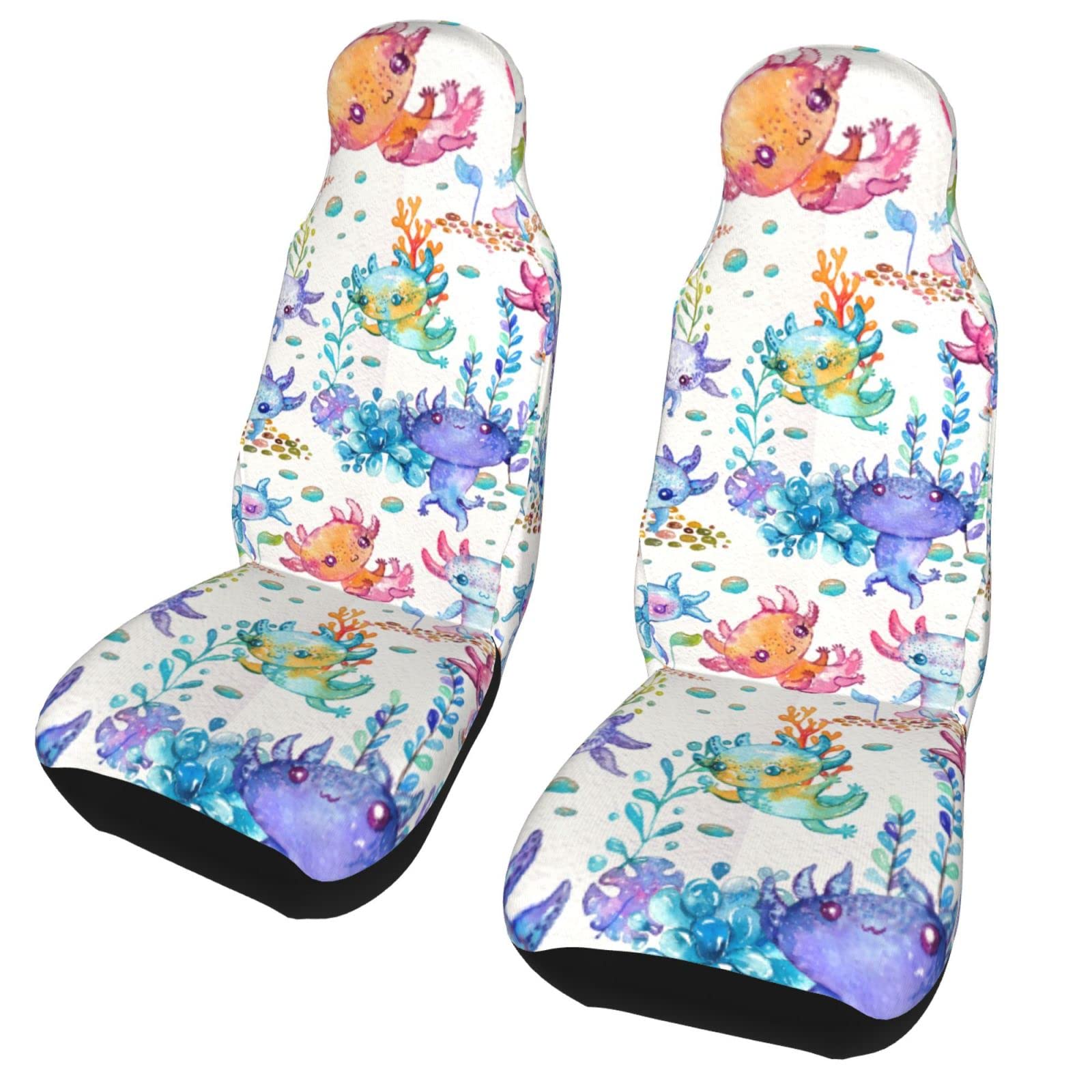 2 Pack Cute Axolotl Waterproof Car Seat Covers - Universal Fit for Cars, SUVs, Sedans & Trucks - Soft Front Seat Protectors for Kids & Adults - Perfect for Daily Commute, Road Trips & Gift Giving