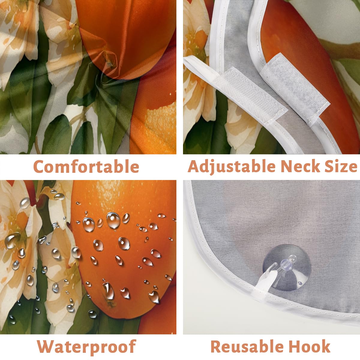 Orange Fruit Flower Beard Shaving Bib for Men - Waterproof Barber Apron for Hair Dye & Makeup - Sink Hair Catcher for Beard Trimming & Lineup - Perfect Gift for Barbers & Stylists (Great for Home Grooming & Salon Use)