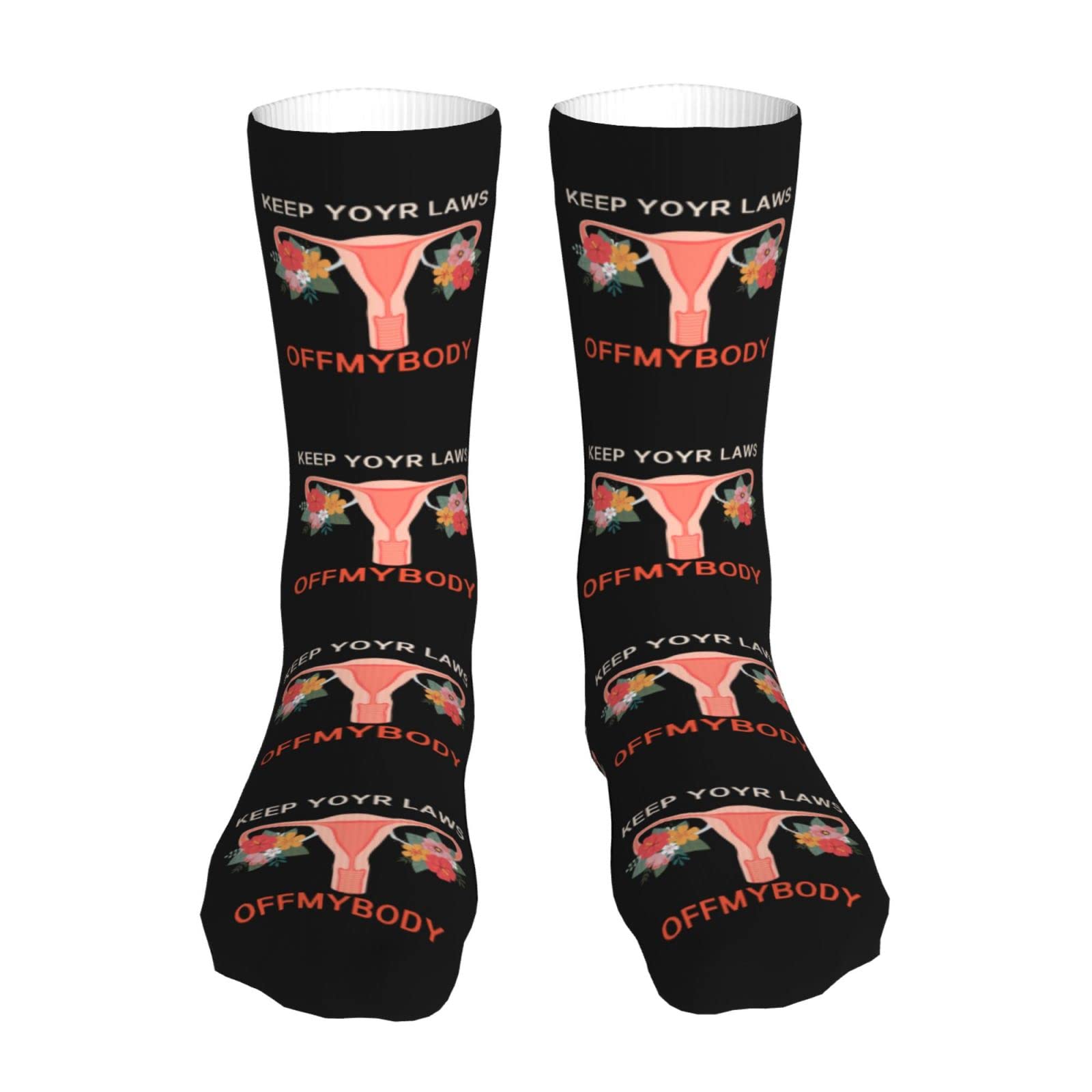 Pro Choice 'Keep Your Laws Off My Body' Unisex Crew Socks - Fashionable & Comfortable Tube Socks for Men & Women - Perfect for Activism, Casual Wear & Everyday Comfort