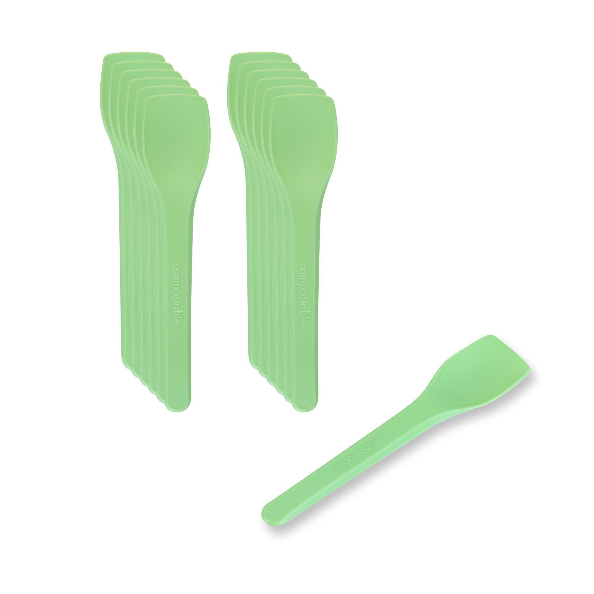 Eco-Friendly Green CPLA Plastic Ice Cream Spoons - Heat Resistant, Compostable, 1000 Count Bulk Box - Perfect for Parties, Restaurants, and Ice Cream Shops