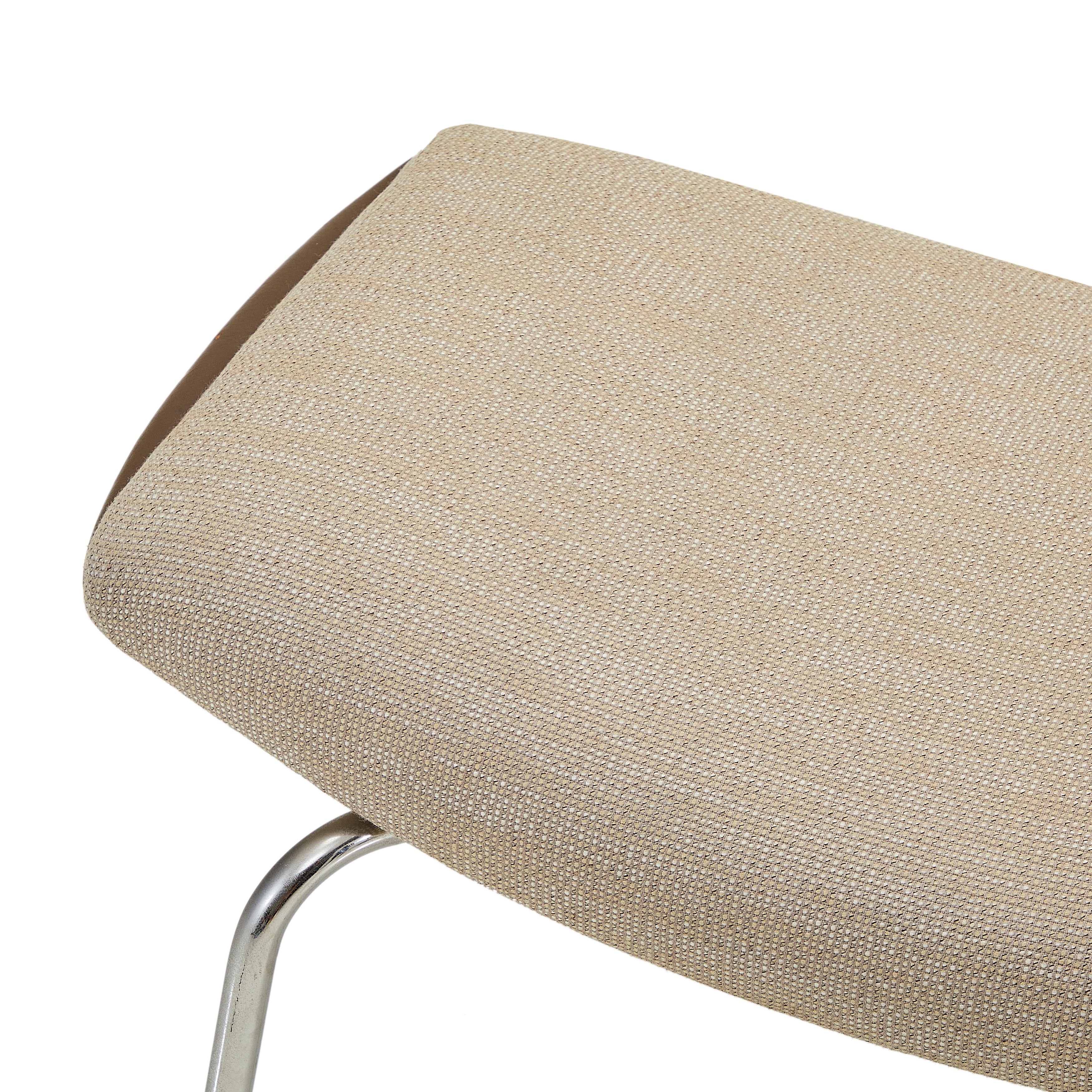 Beige & Brown Ox Leather Lounge Ottoman Footrest - Perfect for Living Room, Bedroom, or Office Comfort and Style