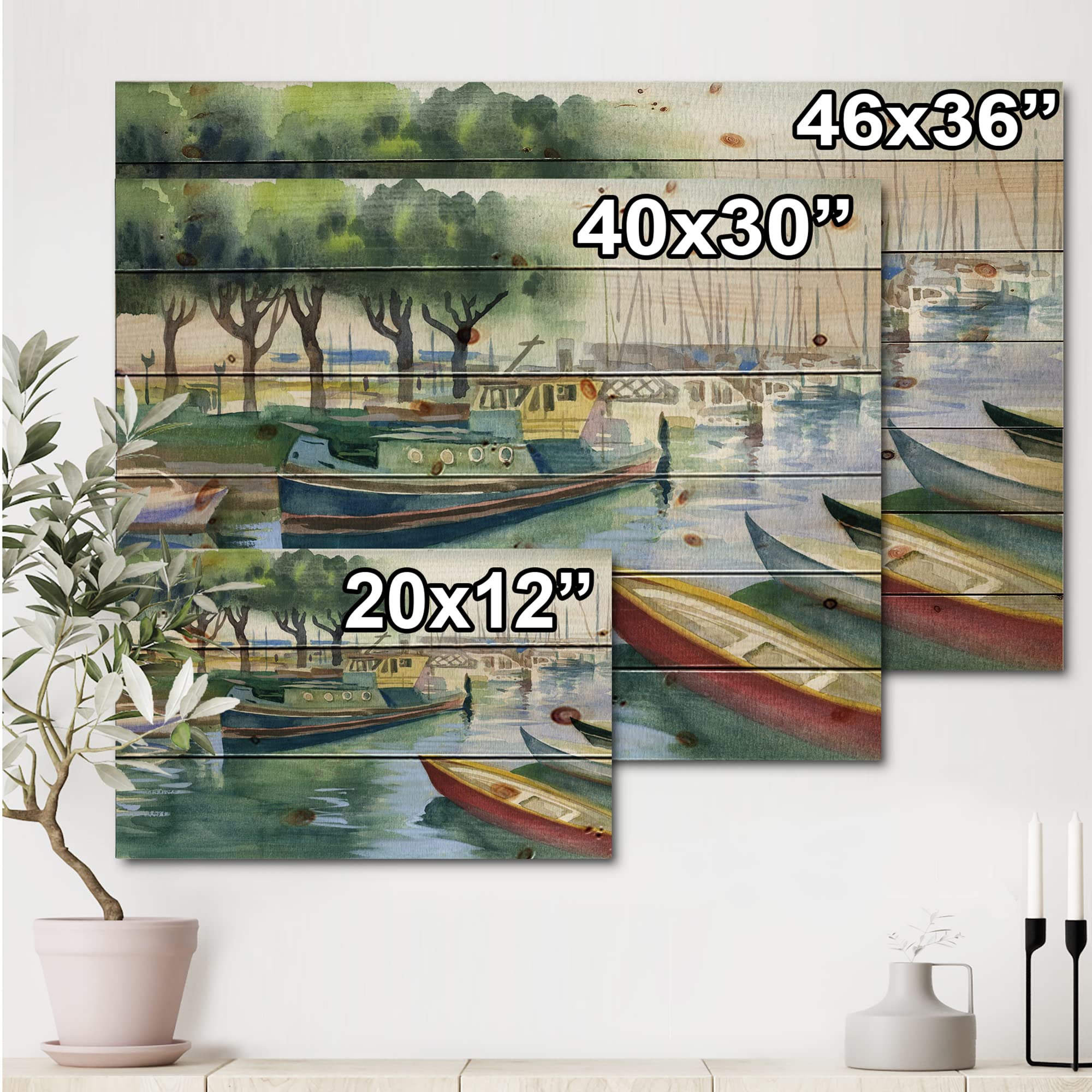 DesignQ Green Spring Traditional Wood Wall Decor - Handcrafted Wooden Art Panel, Large Landscape Print on Natural Pine - Perfect for Living Room, Bedroom & Office Decor