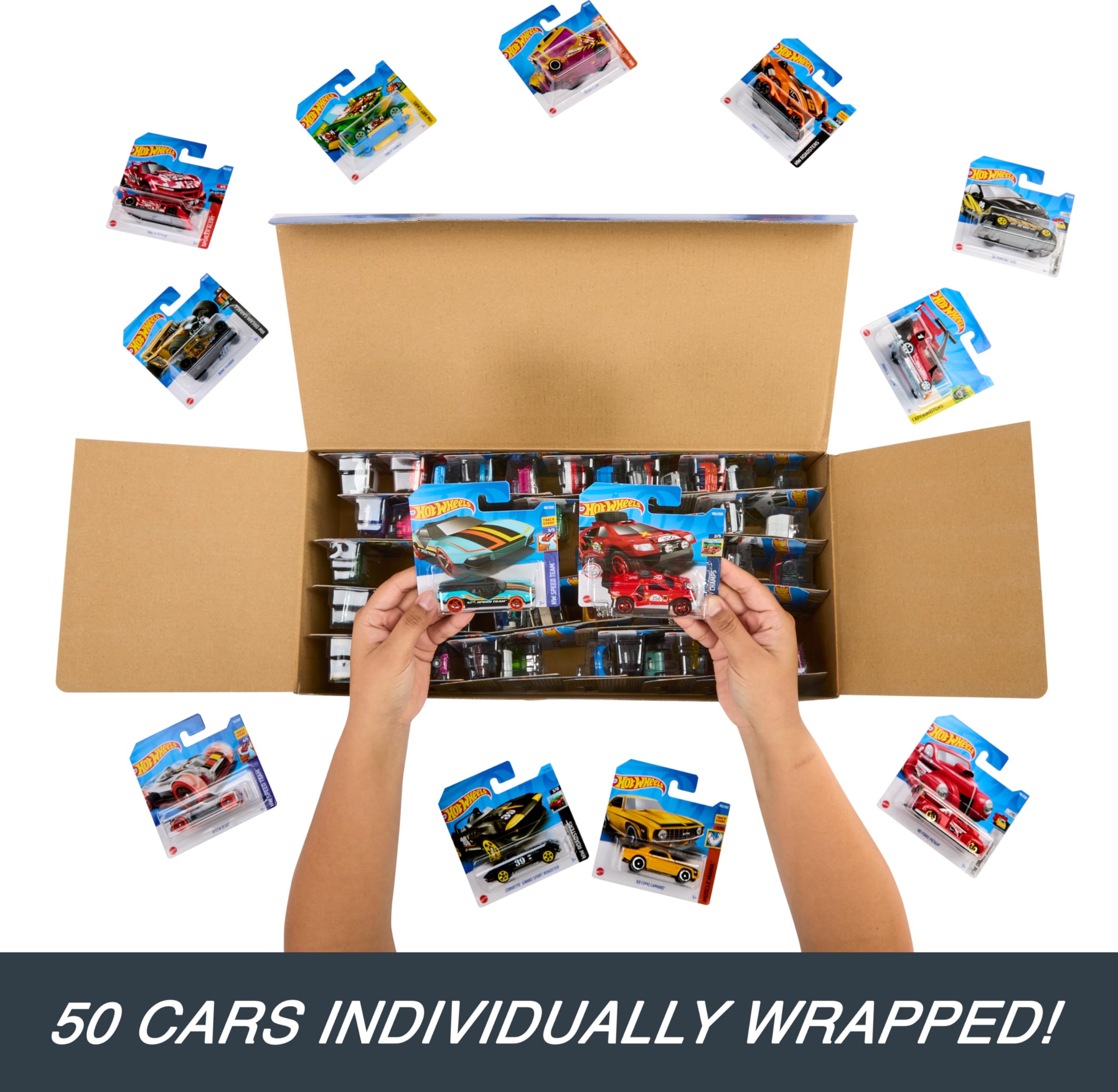 Hot Wheels 50-Piece Assorted Die-Cast Car Pack & Criss Cross Crash Track Set - Amazon Exclusive Toy Cars for Kids - Perfect for Racing, Collecting, and Birthday Gifts