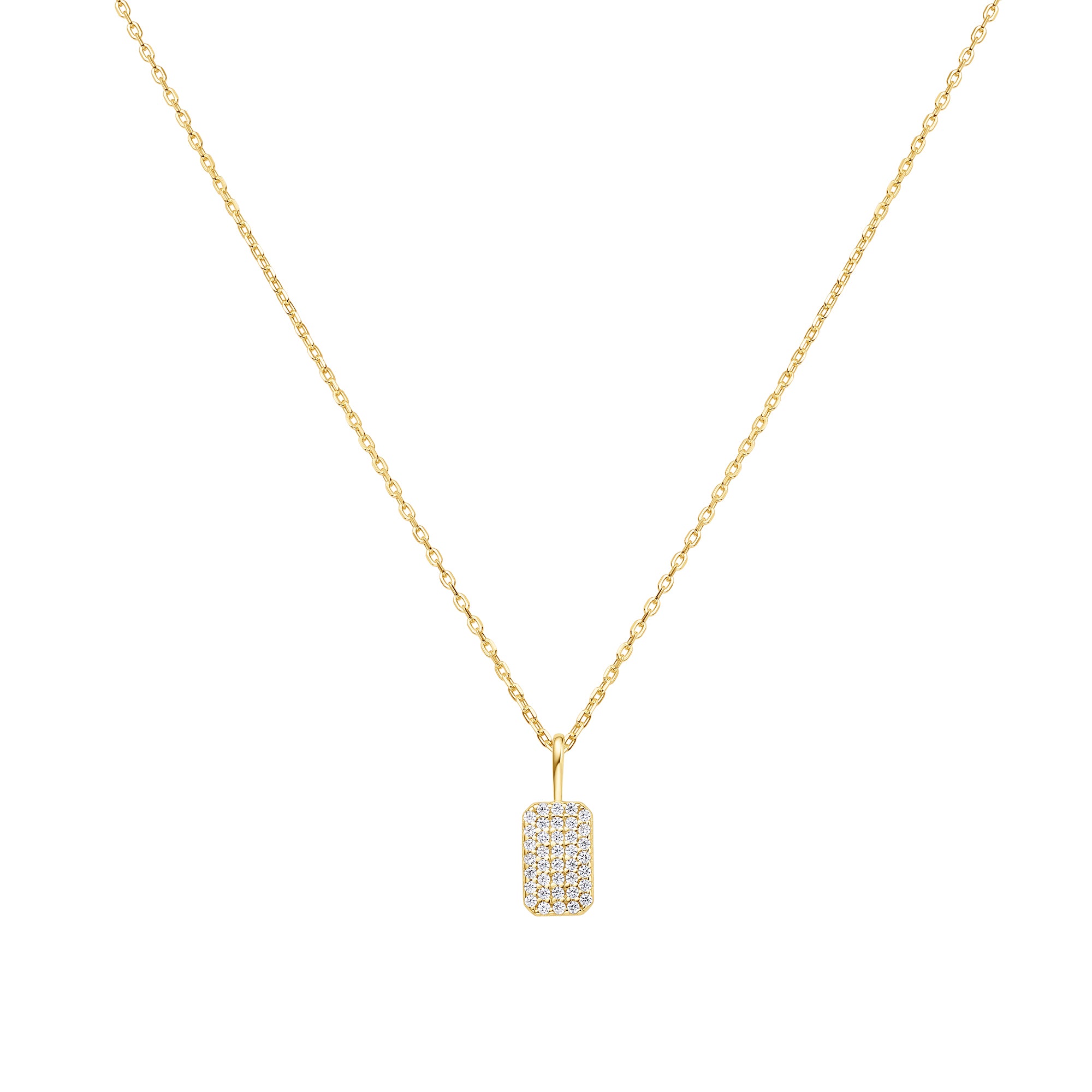 14K Gold Pavé Pendant Necklace for Women - Elegant Diamond-Cut Chain Jewelry Gift for Anniversary, Valentine's Day & Special Occasions