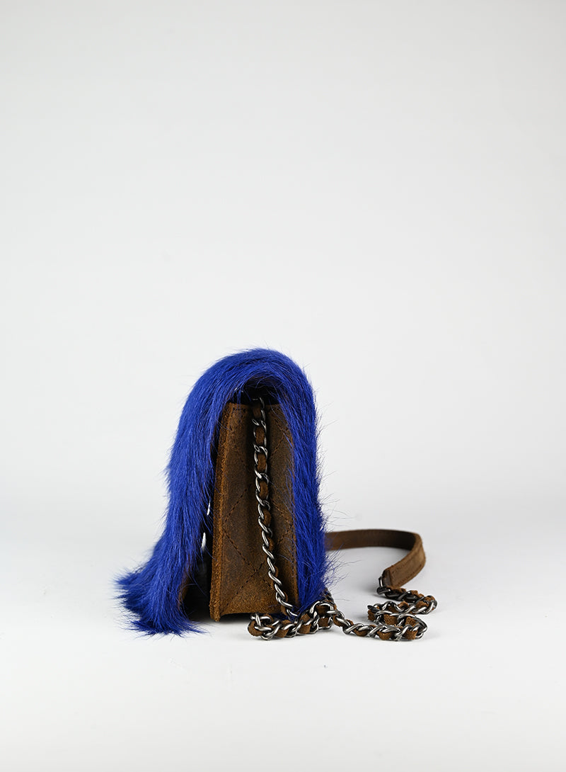 Chanel Blue Fur Crossbody Bag for Women - Luxury Designer Handbag for Evening Parties & Special Occasions