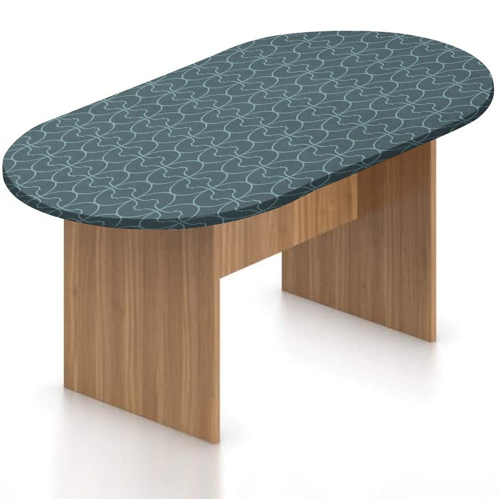 MIPSEC Oval Table Cover Fitted - Antique Elastic Edged Polyester Tablecloth with Moroccan Oriental Geometric Design, Waterproof & Wrinkle-Resistant - Perfect for Outdoor Patio, Garden Parties, Weddings & Events - Fits Oval Tables up to 36