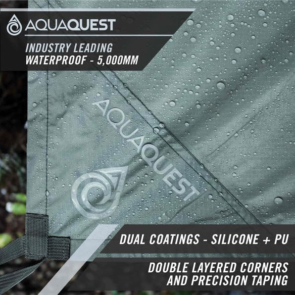 **AquaQuest Safari Camping Tarp - Lightweight & Durable Waterproof Rain Fly for Hiking, Backpacking, Hammock - Perfect for Outdoor Adventures, Emergency Shelter & Rain Protection**