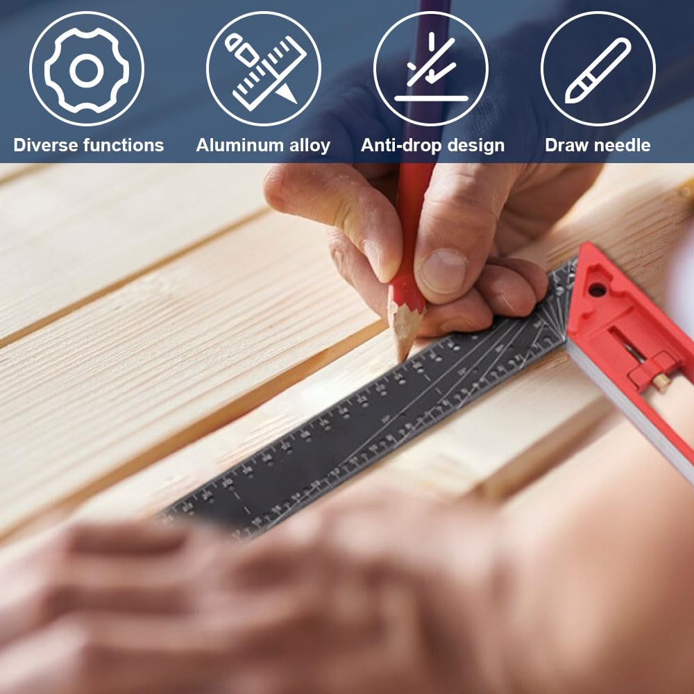 2025 Upgraded Multi-Angle Measuring Ruler - Professional Precision Measuring Tool with 45/90 Degree Angles, Universal Combination Angle Gauge for Woodworking, Metalworking & DIY Projects - Perfect for Accurate Measuring, Drafting & Engineering Drawings