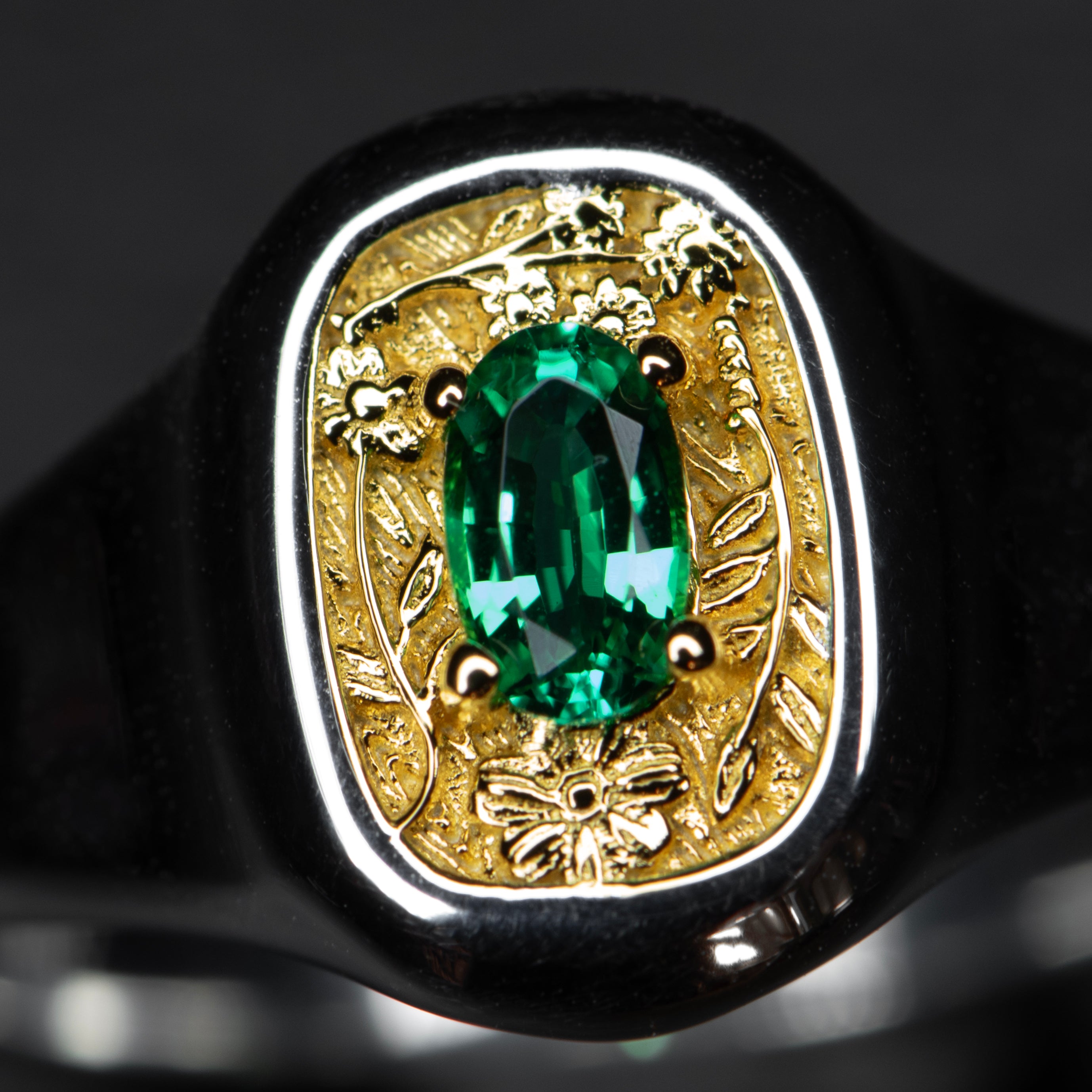 Emerald Signet Ring for Women - Elegant Gold Plated Jewelry Gift for Birthday, Anniversary & Special Occasions - Perfect for Everyday Wear & Formal Events