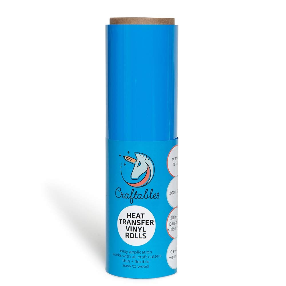 Premium Blue Heat Transfer Vinyl Roll (25 ft) - Easy Weed HTV for T-Shirts, DIY Crafts - Compatible with Cricut, Silhouette Cameo, Heat Press Machines - Perfect for Custom Apparel, Home Decor & Personalized Gifts