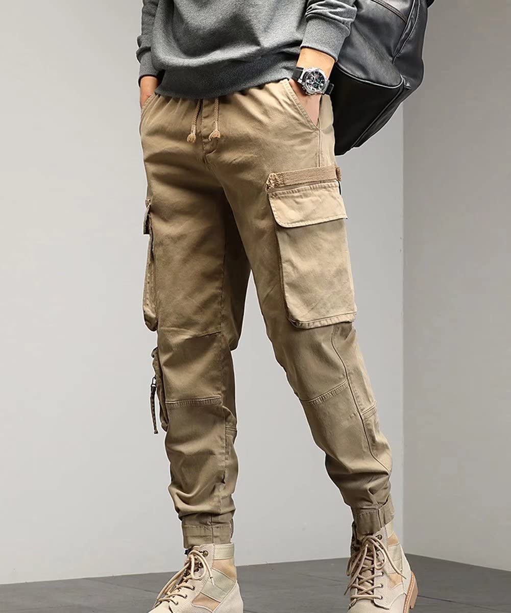 Men's Lightweight Tactical Cargo Pants with Multiple Pockets - Casual Work Trousers for Outdoor, Hiking & Everyday Wear | Tapered Fit Comfortable Pants