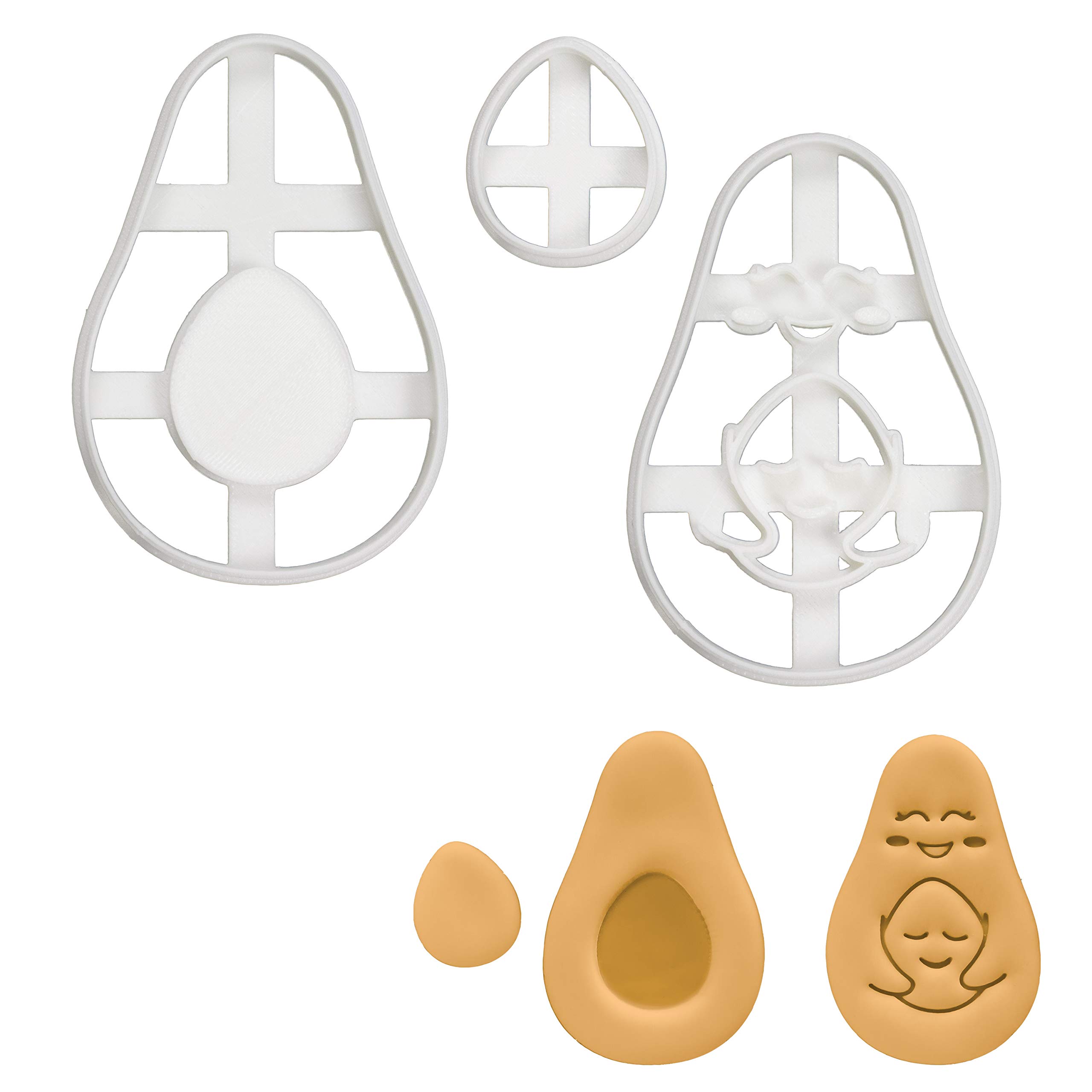Set of 2 Avocado-Shaped Cookie Cutters - Mother & Child and Avocado with Seed Designs | Perfect for Baking, DIY Cookies, Baby Showers & Kitchen Decor - Bakerlogy