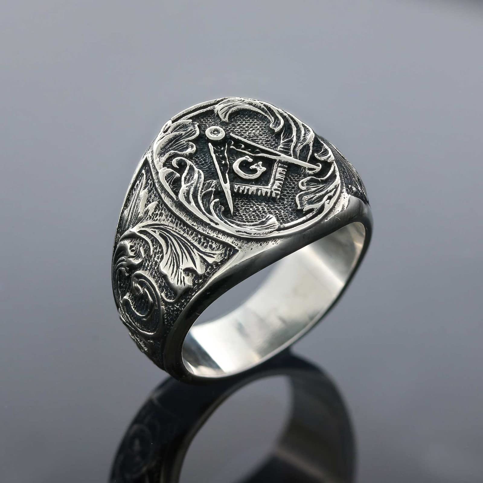 Custom Masonic Ring for Men - Freemasonry Lodge Ring, Personalized Craft Mason Jewelry - Perfect Gift for Freemasons & Brotherhood Members - Ideal for Ceremonies, Rituals & Special Occasions