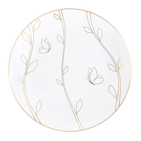 32-Pack White & Gold Round Plastic Dinnerware Set for 16 Guests - Elegant Disposable Plates, Bowls, Cups & Cutlery - Perfect for Weddings, Parties, BBQs & Outdoor Events
